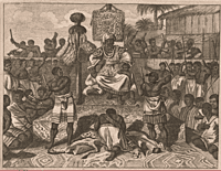 Trumpeters appear in a seventeenth-century depiction of the court of the neighbouring King of Loango