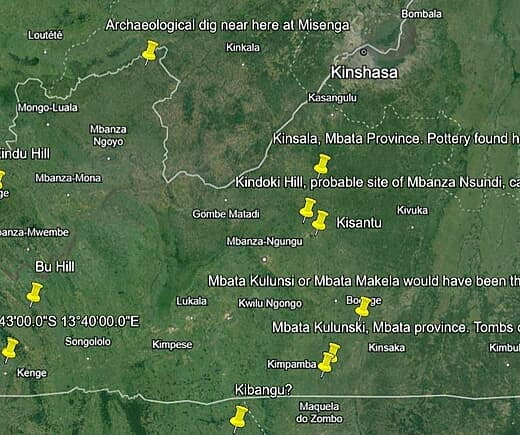 Key sites associated with Kimpa Vita