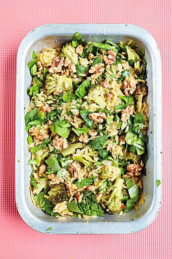 Orzo with Roasted Broccoli and Walnuts