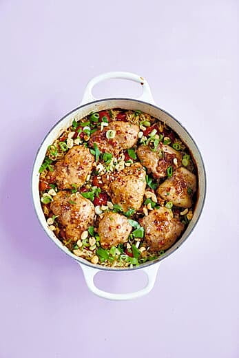 One Pot Peanut Chilli Chicken with Tomato Rice