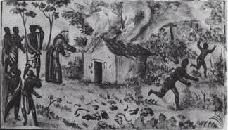 A Capuchin priest destroying a Kimpasi lodge